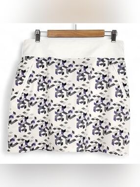 Women’s White Geo-Print Skort with Purple & Gray Accents